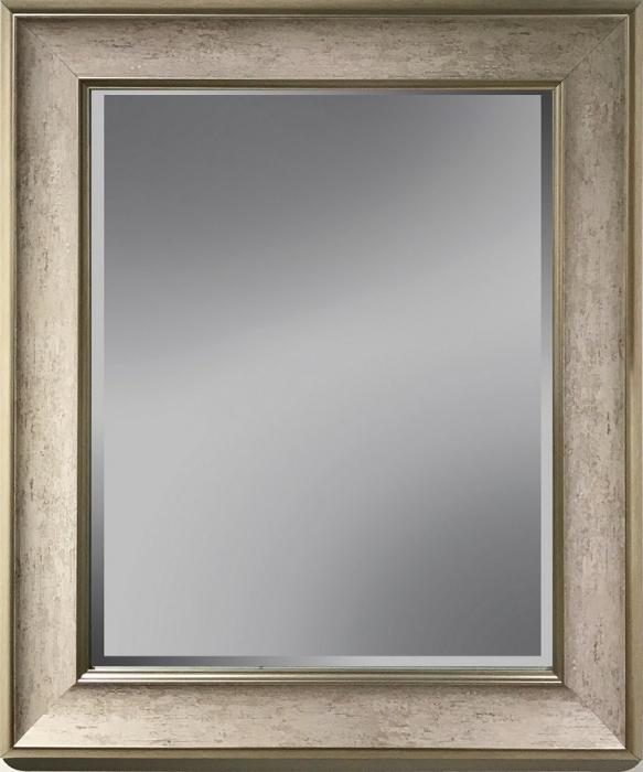 Spiegel met facet, 44x44cm incl. lijst. Creme