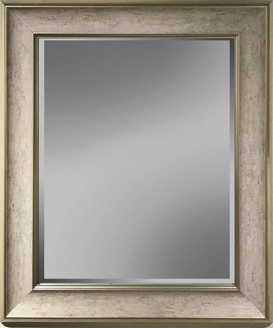 Spiegel met facet, 44x44cm incl. lijst. Creme