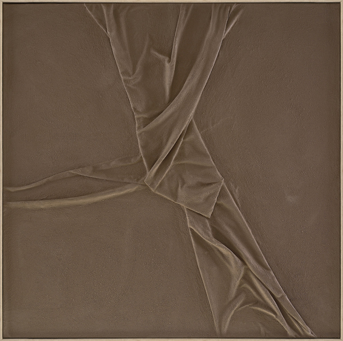 Ölgemälde «Gefaltetes Braun» 120 × 120 cm mit Rahmen, handgemalt – Ansicht 2
