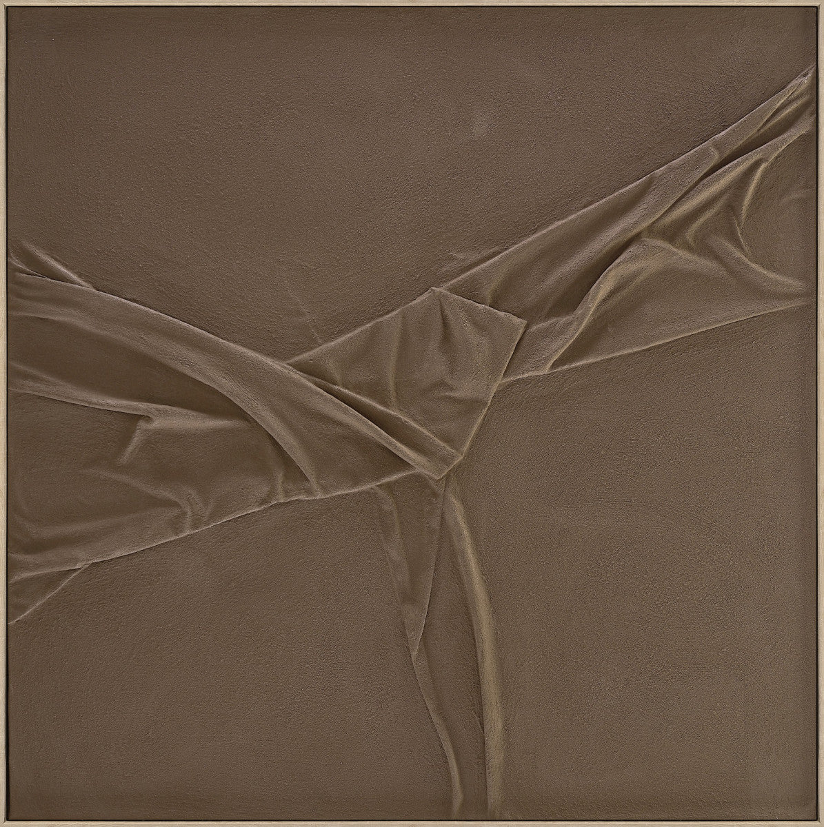 Ölgemälde «Gefaltetes Braun» 120 × 120 cm mit Rahmen, handgemalt – Ansicht 3