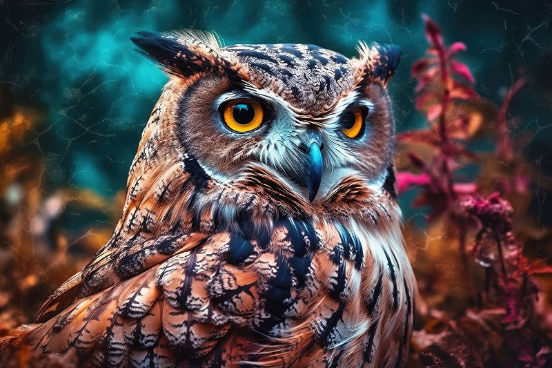 Glasschilderij 120x80cm Uil