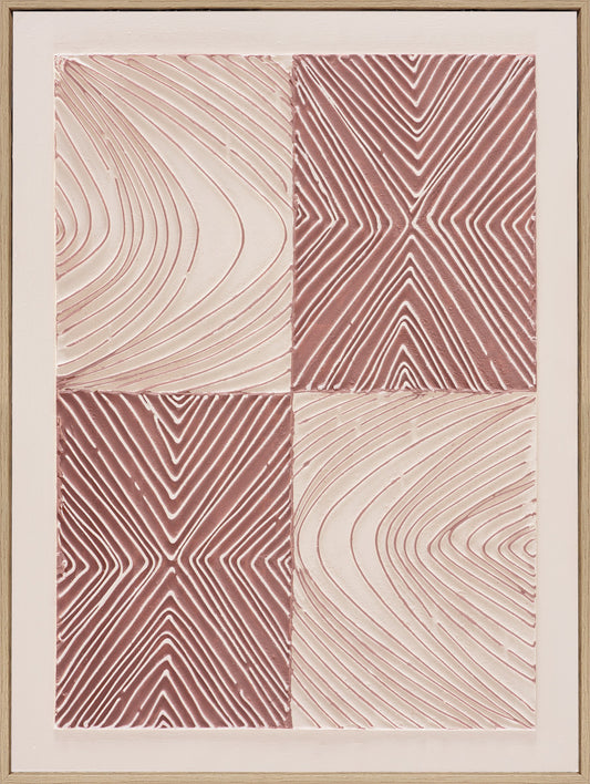 3D wanddecoratie 60x80cm Rode vlakken diagonaal