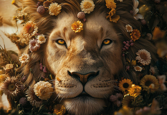 Glasschilderij 160x110cm Artistieke mannetjes leeuw