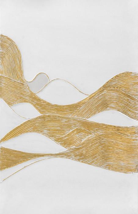 3D wanddecoratie 83x123cm 'Gold Breeze 1'
