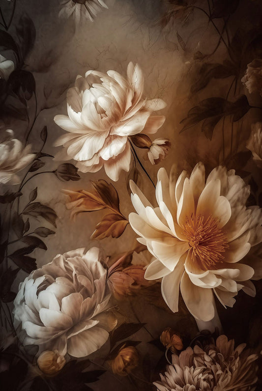 Glasschilderij 80x120cm Witte bloemen