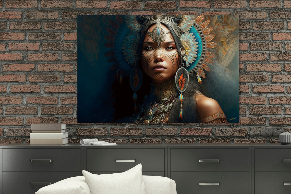 Glasbild «Indianerin» 120 × 80 cm – Ansicht 2