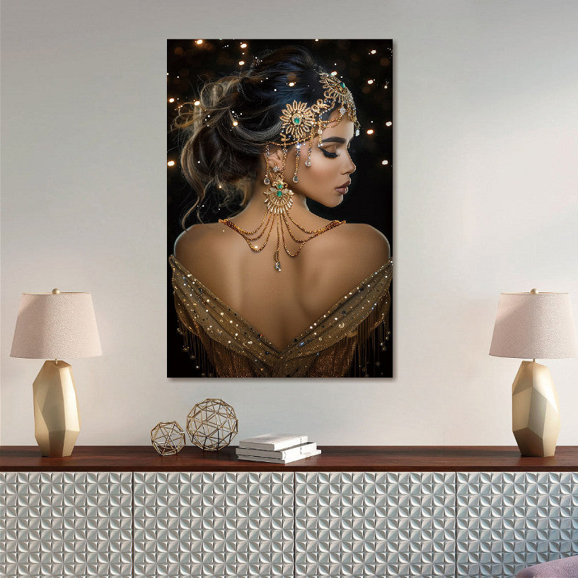 Glasbild «Frau mit Schmuck» 80 × 120 cm – Ansicht 2