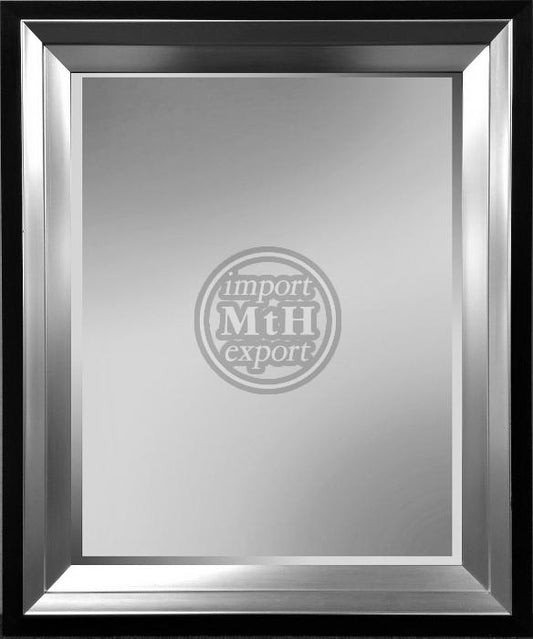 Spiegel met facet, 73x103cm incl. lijst. Zwart-Zilver