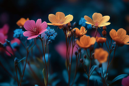 Glasschilderij 80x120cm Bloemetjes