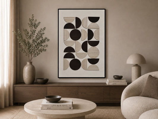 Ölgemälde «Mit Holzelementen 1» 80 × 120 cm mit Rahmen
