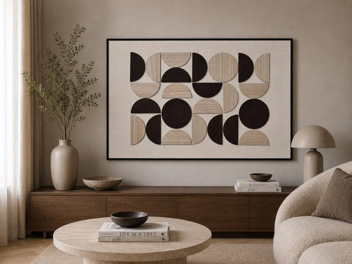 Ölgemälde «Mit Holzelementen 1» 80 × 120 cm mit Rahmen – Ansicht 2