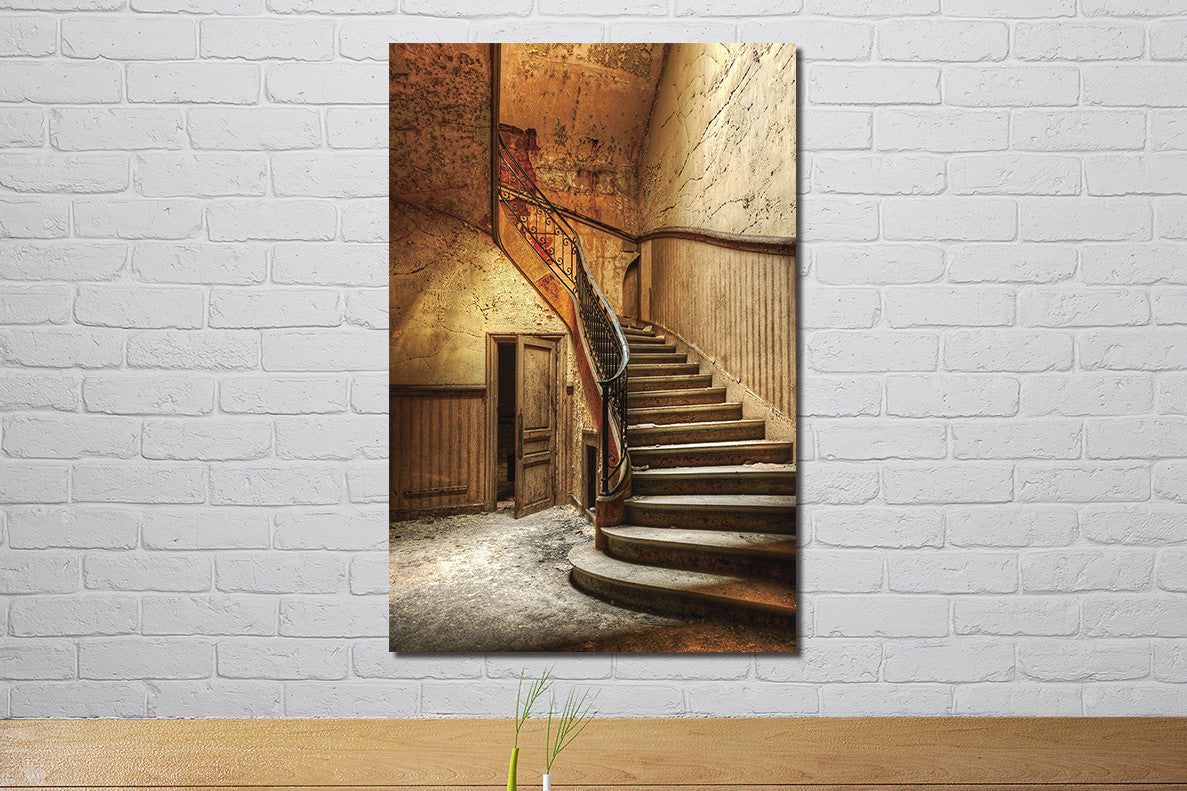 Glasbild 80x120cm Alte Treppe