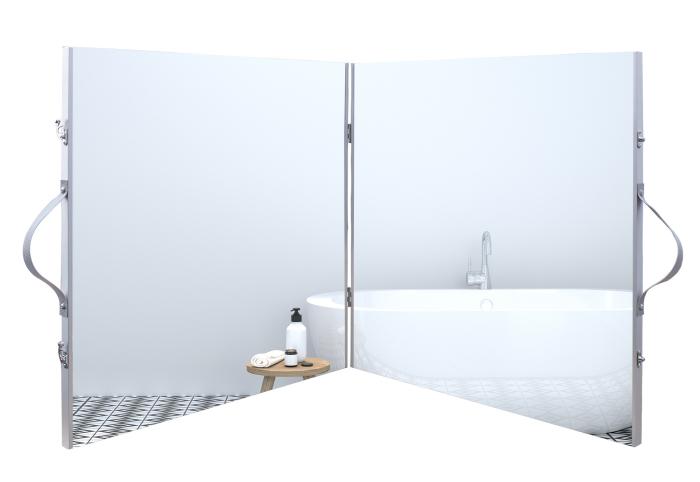 Spiegel ohne Glas 120 × 60 cm, Rahmen Silber – mit ausklappbarem Rahmen – Ansicht 2