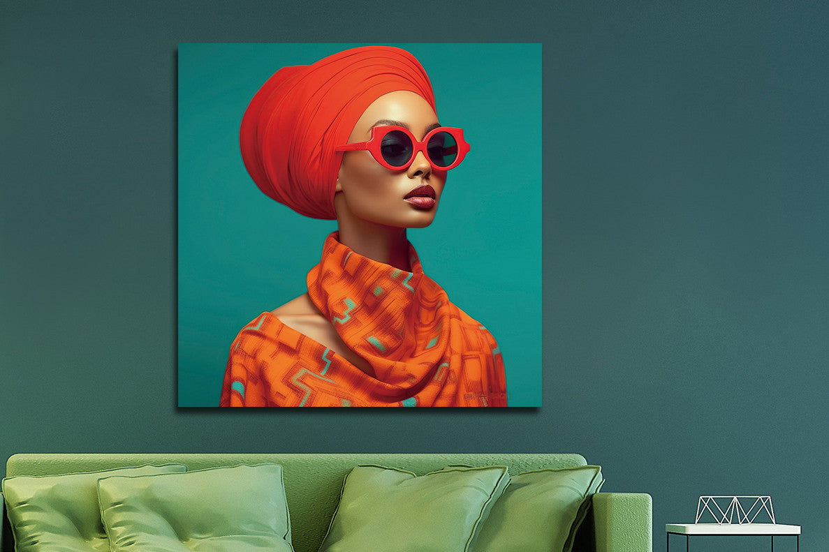 Glasbild «Orange Chic» 80 × 80 cm – Ansicht 2
