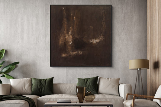 Ölgemälde «Gold über Braun» 120 × 120 cm mit Rahmen, handgemalt