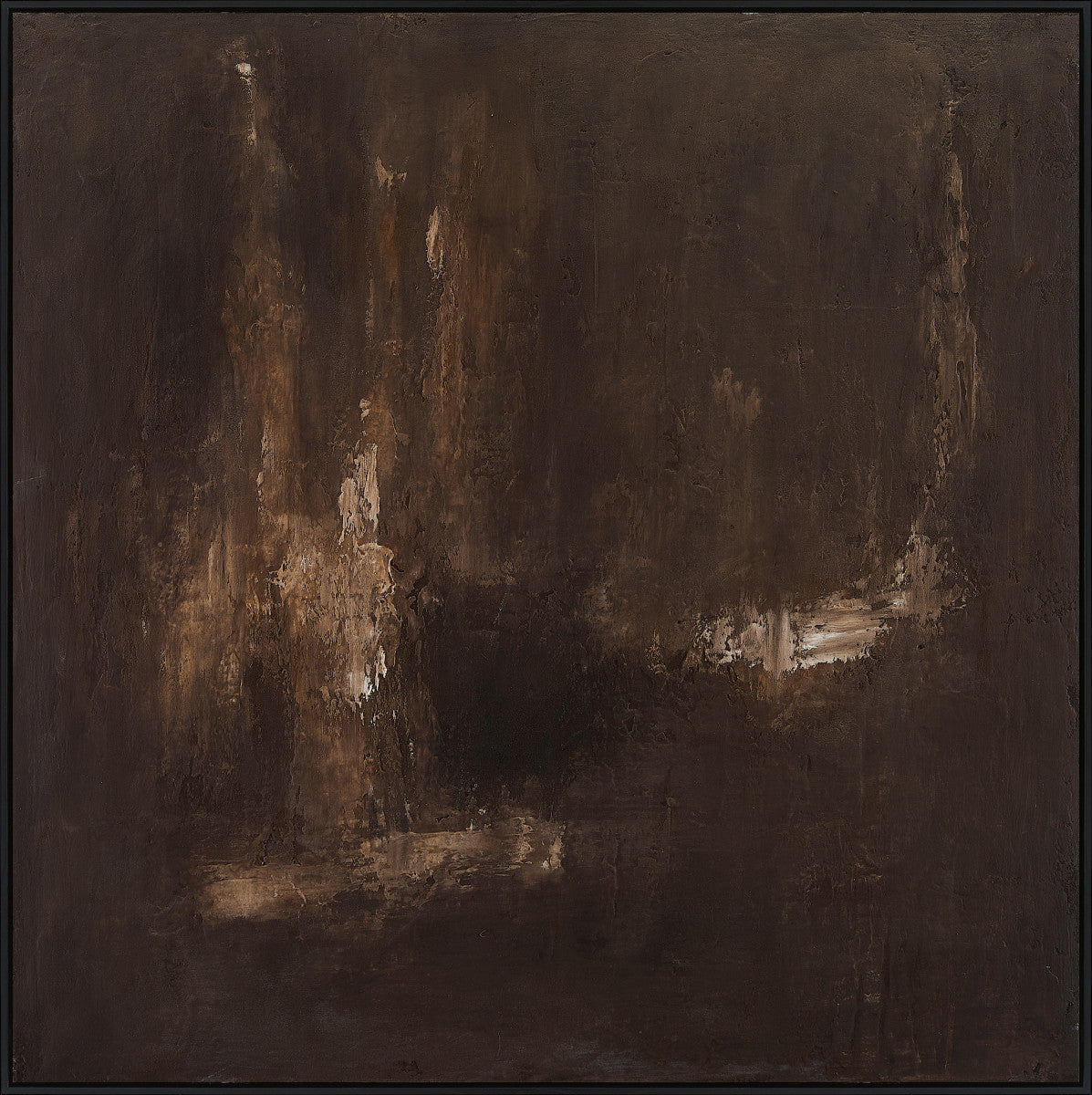 Ölgemälde «Gold über Braun» 120 × 120 cm mit Rahmen, handgemalt – Ansicht 2