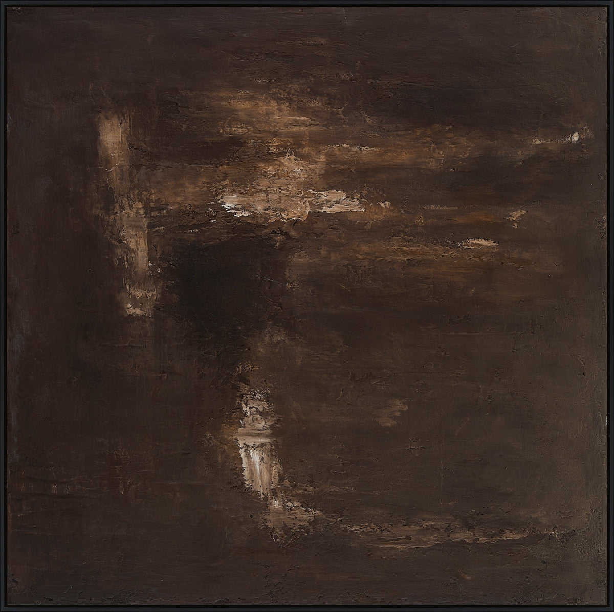 Ölgemälde «Gold über Braun» 120 × 120 cm mit Rahmen, handgemalt – Ansicht 3