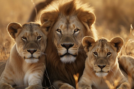 Glasschilderij 120x80cm Leeuwen