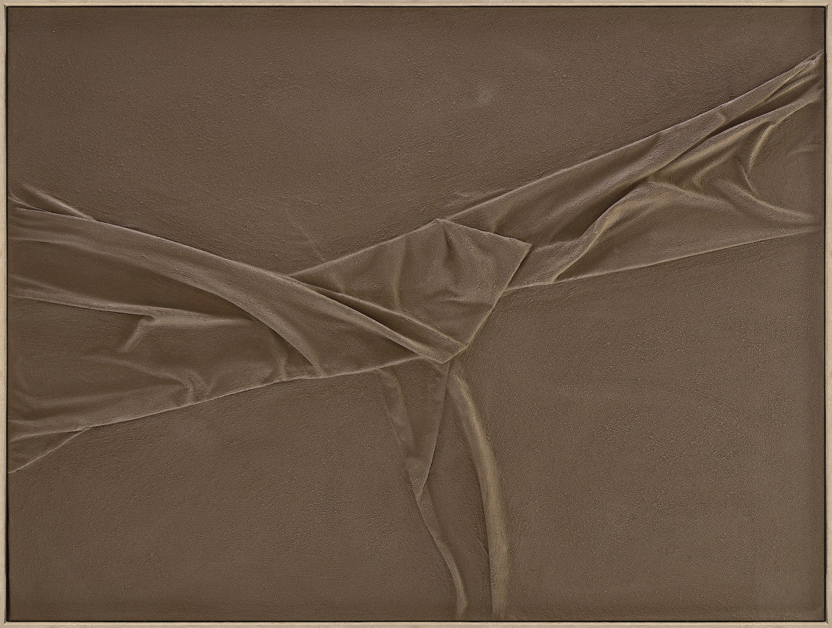 Ölgemälde «Gefaltetes Braun» 90 × 120 cm mit Rahmen, handgemalt – Ansicht 4