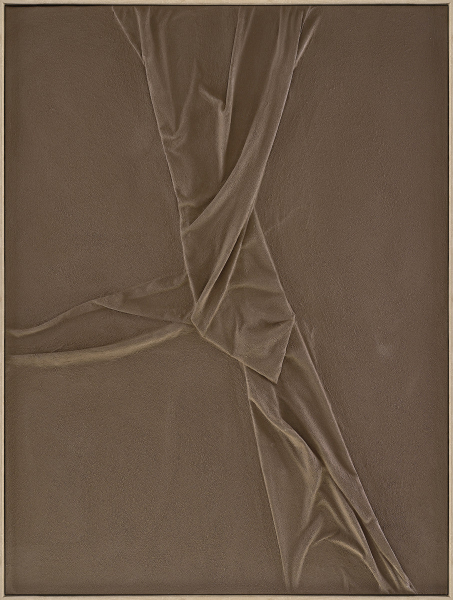 Ölgemälde «Gefaltetes Braun» 90 × 120 cm mit Rahmen, handgemalt – Ansicht 2
